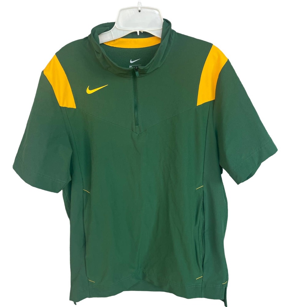 Nike Golf Shirt Mens Small Green Yellow‎ Vented Quarter Zip